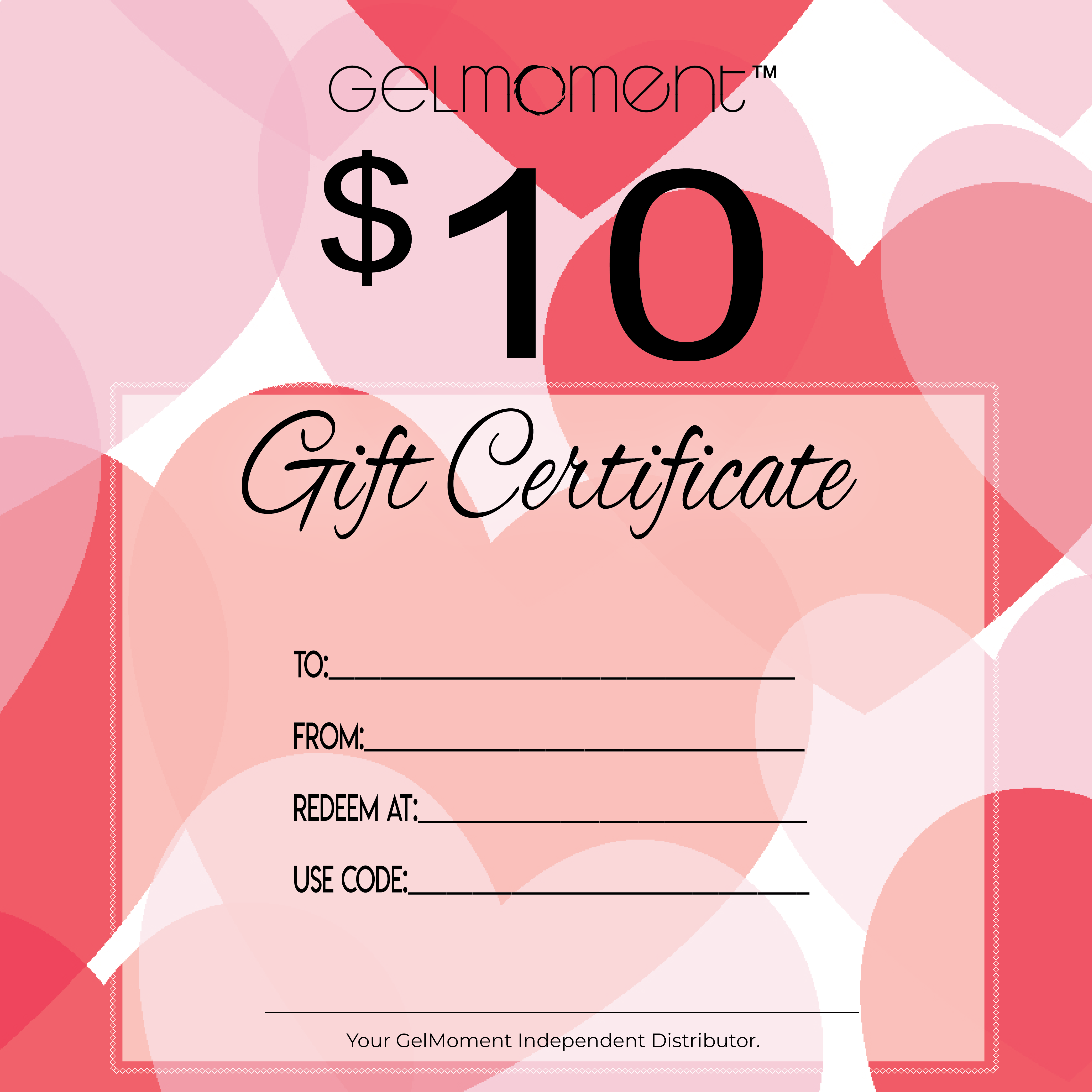  10 Personalized Gift Certificate GelMoment
